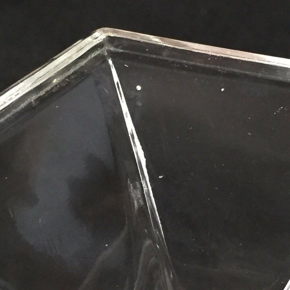 Clear Art Glass Candlestick Holder Hexagonal Base Knobbed Cut Glass Vintage - Picture 12 of 12